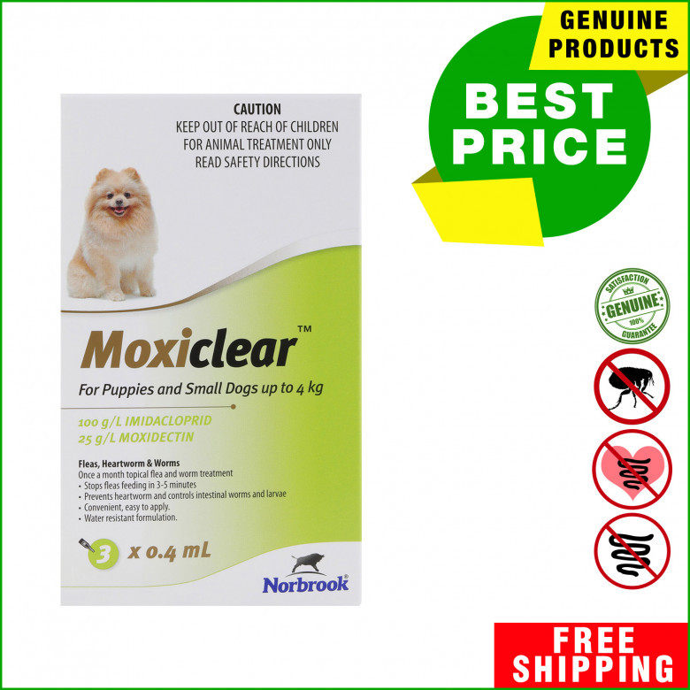 MOXICLEAR Flea Heartworm Worms Treatment for Upto 4 Kg Dogs