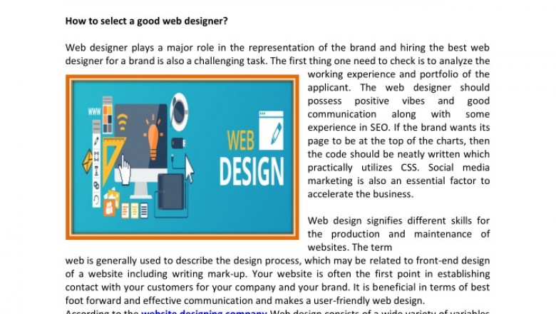 How To Hire a Good Web Designer For a Web Designing Company?