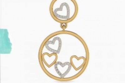 Antique Diamond Drop Earring for Women, Open Circle Gold Dangle Earrings, Yellow Gold Heart Earrings