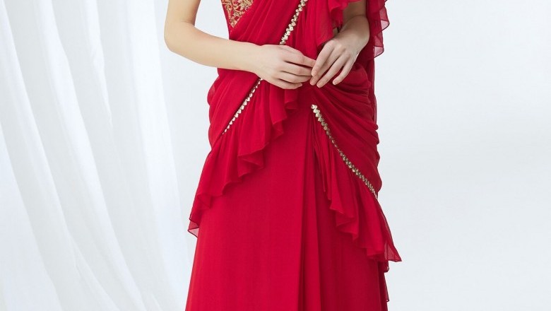 Designer Ruffle Saree Online | Frills Saree Buy Online | Ruffle Saree Blouse | Fringe Saree