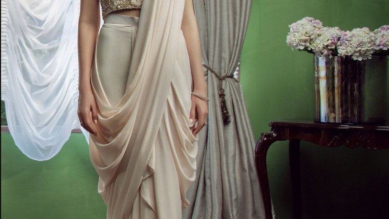 Designer Saree Gowns | Ready To Wear Saree Gown | Draped Pleated Saree Gown