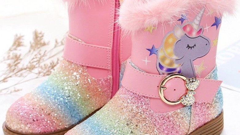Girls Glitter Faux Fur Winter Knee Boots By Liv and Mia