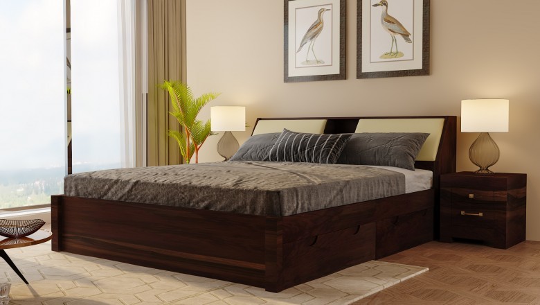 Buy Wooden queen size Bed online in India at WoodenAlley
