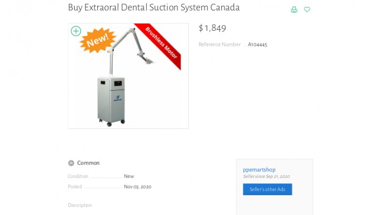 Extraoral Dental Suction System Canada
