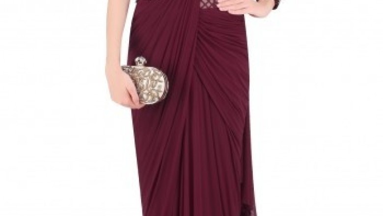 Ready Pleated Saree And Saree Gown Designs For Wedding Shopping