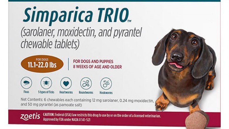 Simparica TRIO For Dogs 11.1-22 Lbs (Caramel) (3 CHEWS)