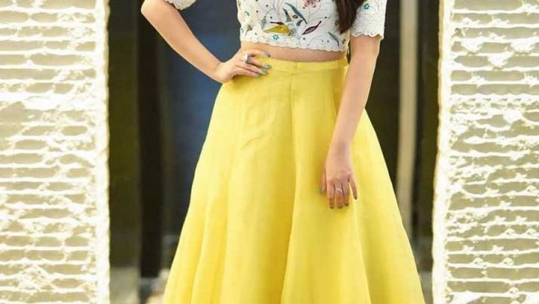 Buy Baby Pink Floral Printed Georgette Party Wear Crop Top Lehenga Dupatta Online from EthnicPlus fo