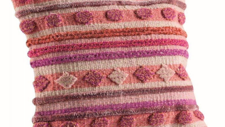 Decorative Hand Woven Bohemian Elda Pink Cushion