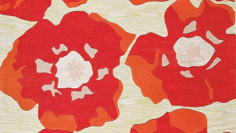 Hand-Tufted Blossom Vinson Poppy Orange Area Rug Carpet Sale