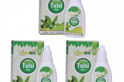 TreasureHerbs Organic Pure Panch Tulsi Ark Drops Immunity Booster 30ml Pack of 3 -