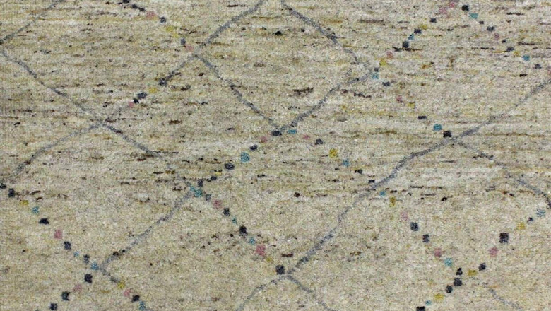 Luxury Moroc Quarian Traditional Geometric Knotted Natural/Multi Area Rug Carpet