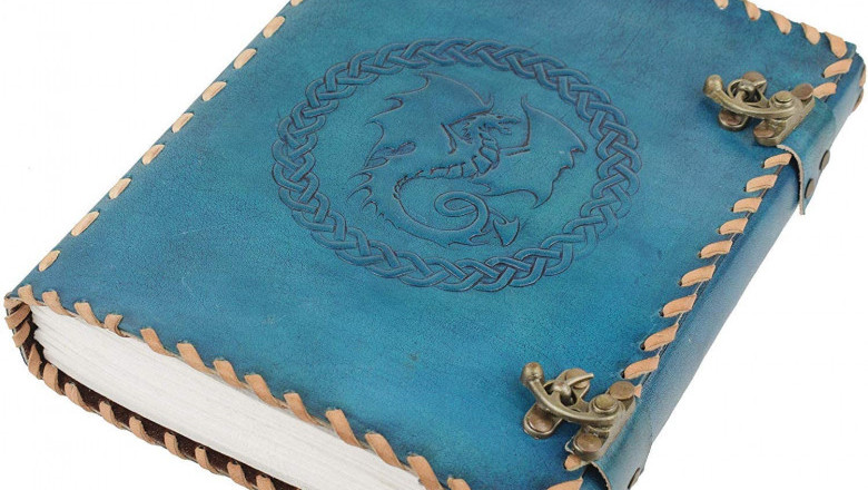 New Handmade Leather Journal Embossed Celtic Dragon Notebook