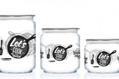 Luminarc 3pcs Decorative Lets Cook Jar - (large, Medium & Small size jars)