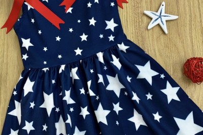 Girls 4th of July Star Bow Dress