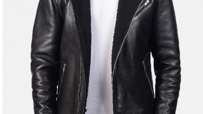 Alberto Shearling Black Leather Jacket