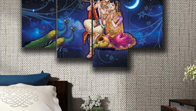 Radha Krishna On A Swing Canvas Wall Art, Large Canvas Wall Art, Canvas Print, Printmyspace