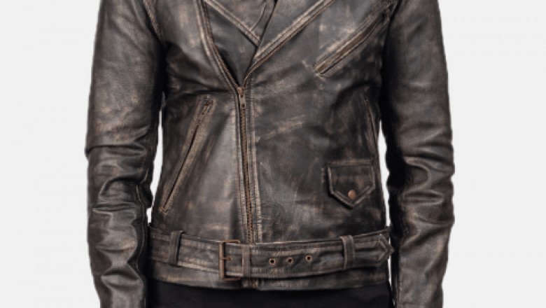 Allaric Alley Distressed Brown Leather Biker Jacket
