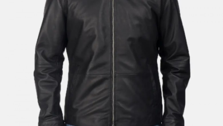Andy Matte Black Hooded Leather Jacket