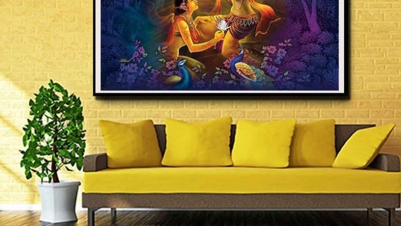 Radha Krishna in Love Wall Art, Indian Home Decor, Krishna Indian God Gift, Printmyspace