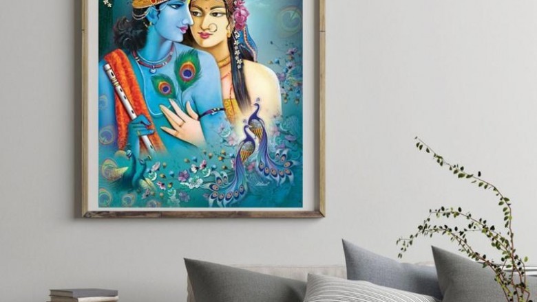 Radha Krishna Canvas Wall Art, Hindu India Painting, Canvas Print, Wall decor, Printmyspace