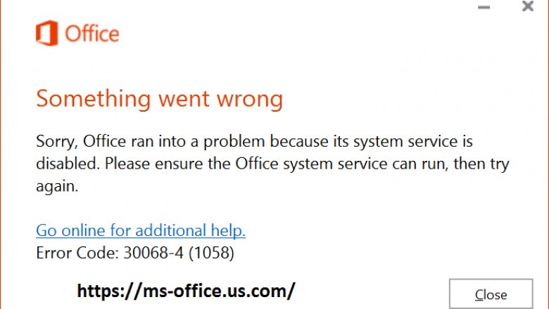 How to Resolve MS Office Error Code 30068- 4 (1058)? - office.com/setup