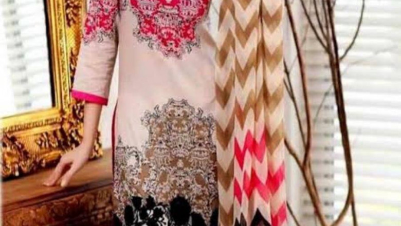 3 Piece Embroidered Net Dupatta Lawn Suits