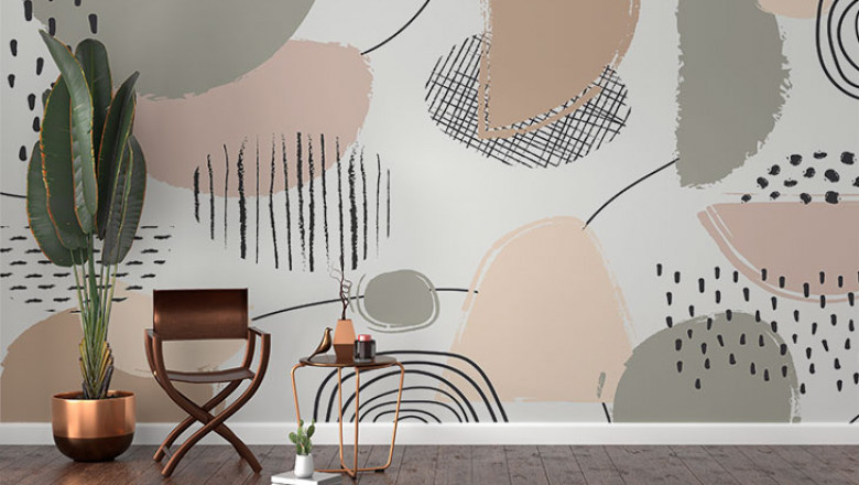 Light Grey Colored Abstract Peel and Stick Wallpaper Mural|Giffywalls