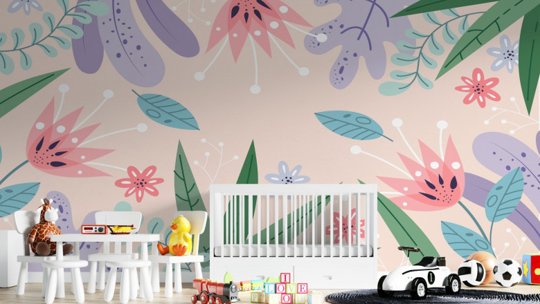Abstract Leaves Floral Peel And Stick Wallpapers Mural|Giffywalls
