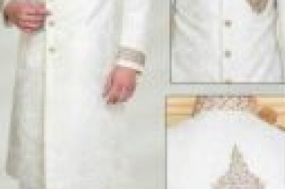 Self White Sherwani