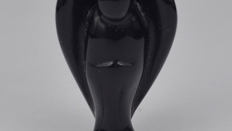 1.5 inch Black Obsidian Gems Carving Angel Natural Crafts Stone Figurine Chakra Healing Reiki Stone