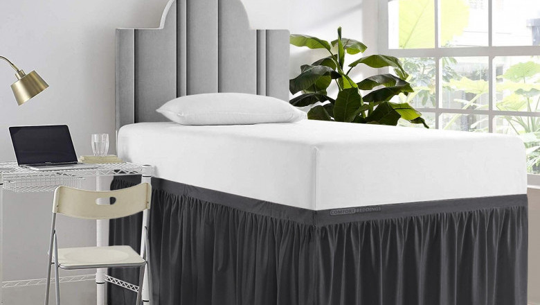Luxury 100% Cotton Dorm Bed Skirt Easy Fit