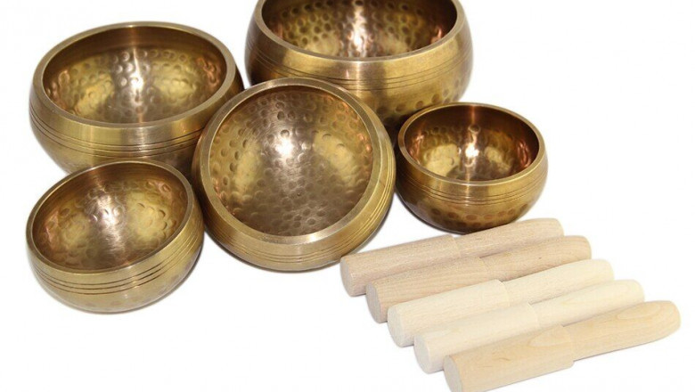 Tibetan Singing Bowl Set for Buddhist Meditation, Healing & Relaxation