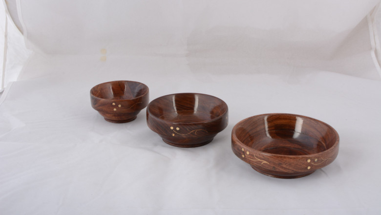 Wooden Bowl Set Sheesham Wood medium
