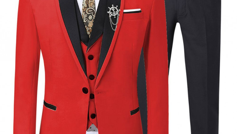 Red Tuxedo Wedding Suit
