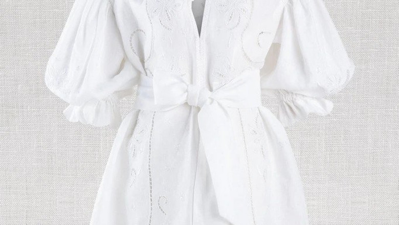 Linen Cutwork Mini Smock - White