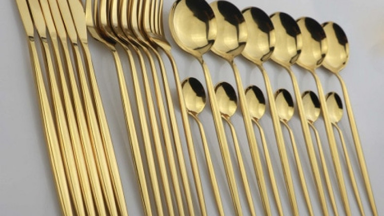 Gold Cutlery Set Stainless Steel Golden Knives Forks Spoons Cutlery Set Kitchen Tableware Gold Dinnerware Set Dropshipping