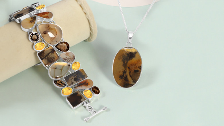 Title- Gemstone Scenic Agate Bracelet &amp; Pendants With Affordable Price For Woman | Rananjayexports