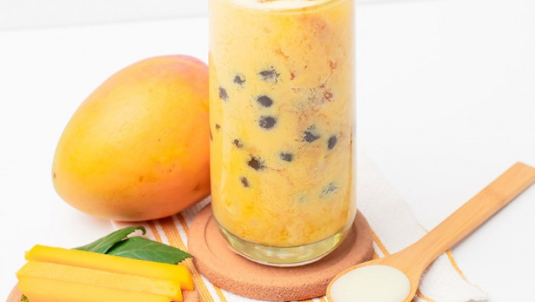 Mango Sticky Rice Milk Tea - Sugar Boba Mango Milk Tea
