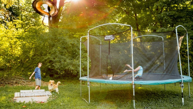 How should children's trampolines be accurately positioned?