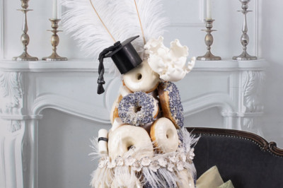 Enjoy your Graduation Celebrations with the Delicious 'Signature Pearls and Feathers - Graduation Donuts Tower'