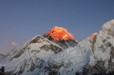 Trekking to base camp of world highest peak, Mount Everest