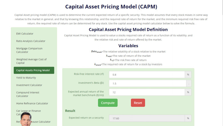 Capital Assist Pricing Model Calculator
