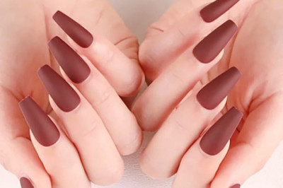 Press On Nails: Brown Matte Coffin