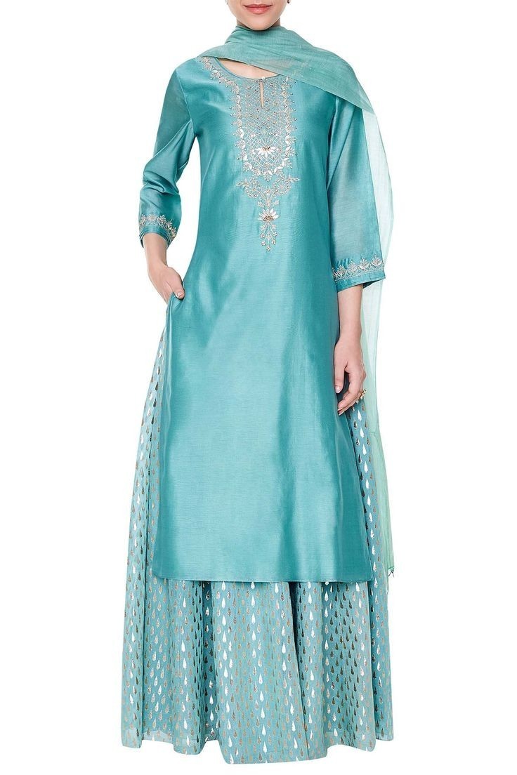 Pastel Blue Color Plazo Suit