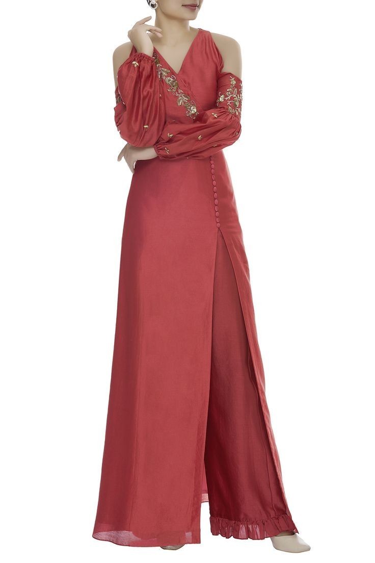 Red Color Plazo Dress