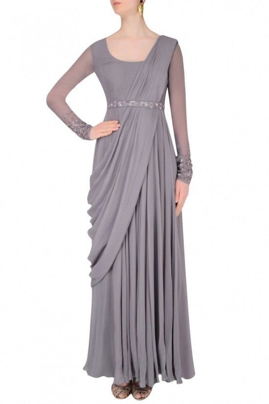 Gray Color Saree Gown