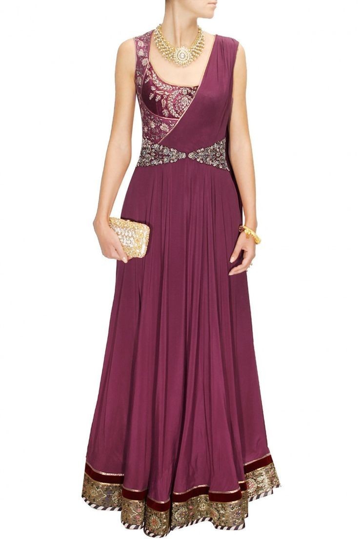 Medium Violet Red Color Saree Gown