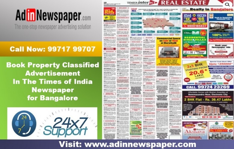 Times of India Property Ads for Bangalore