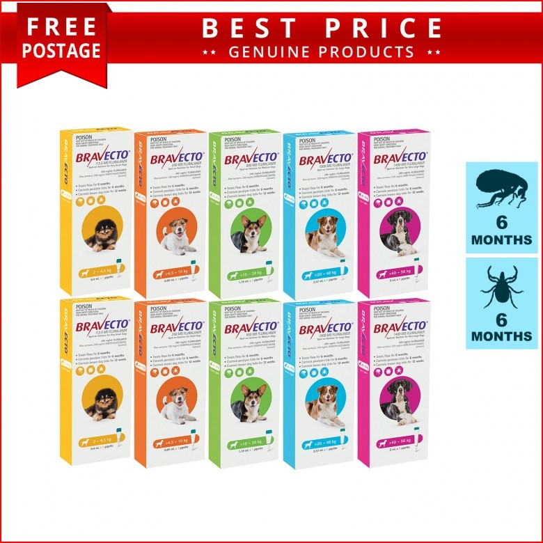 Bravecto Spot On 2 Doses for Dogs Tick Flea Prevention