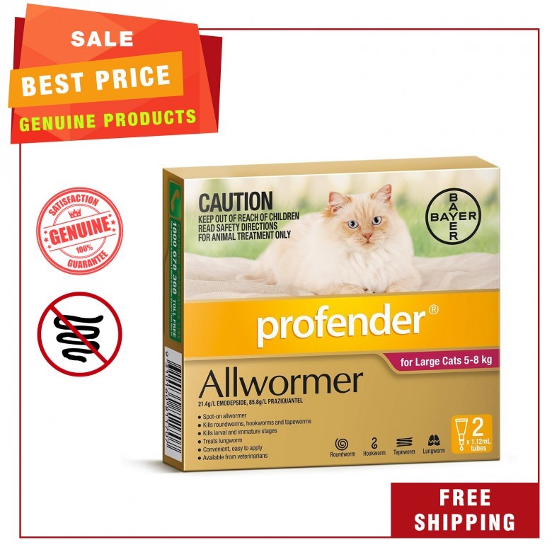 Profender Allwormer for 5-8 Kg Cats Worm control 2 Pipettes